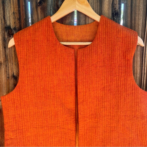 Curiosity orange oversized reversible mid-length vest, size M - Picture 2 of 8